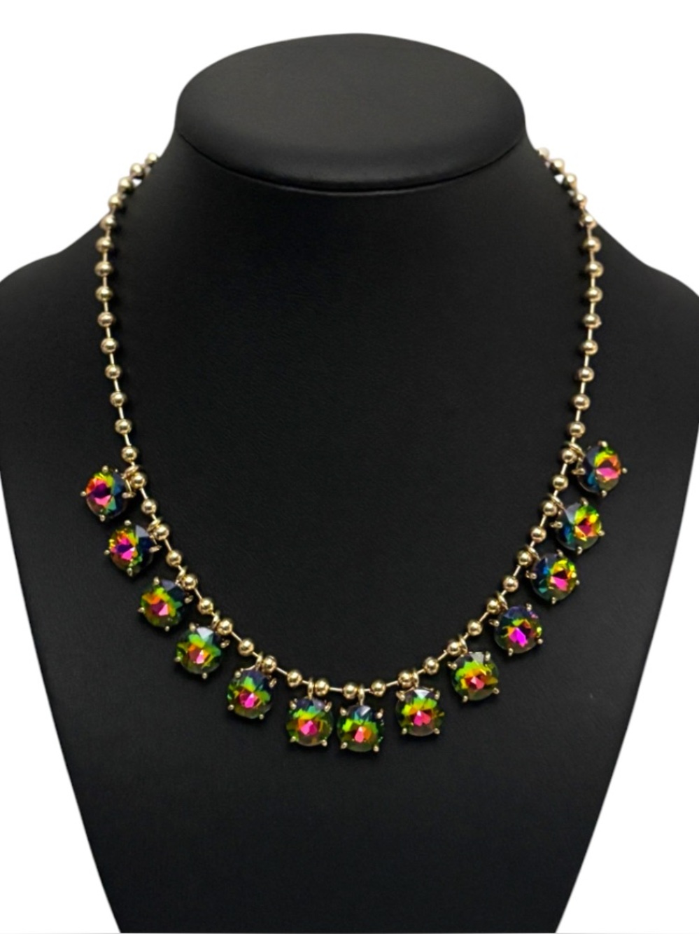 Round Volcano Glass Charm Ball Gold Chain Necklace